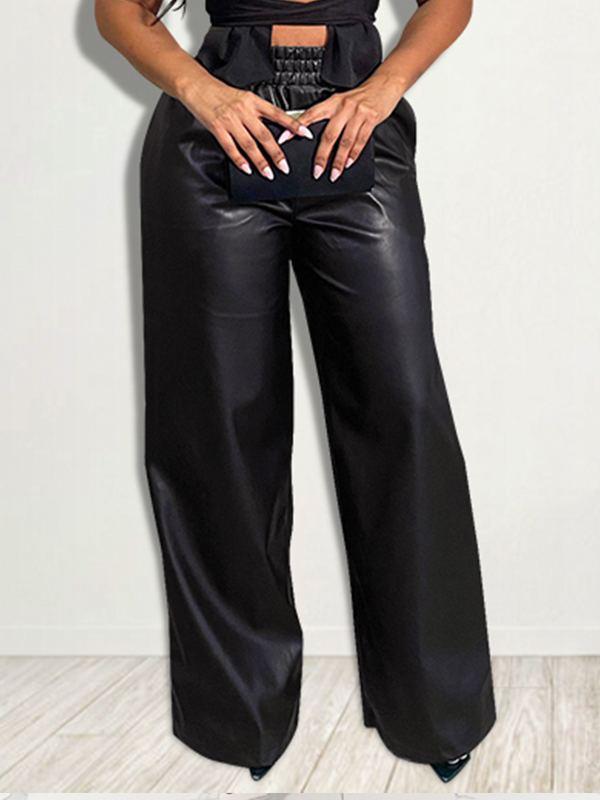 Faux-Leather Elastic-Waist Pants – MotionKiller