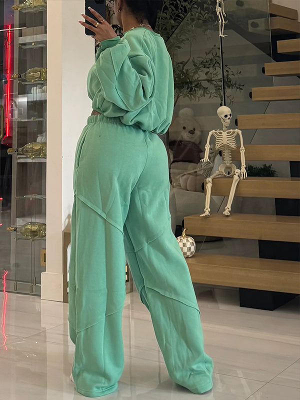 Cropped Sweatshirt & Pants Set