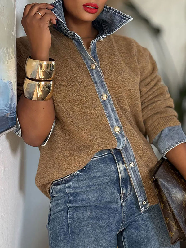 Denim Combo Cardigan