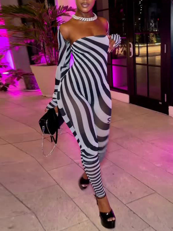 Stripe Strapless Jumpsuit