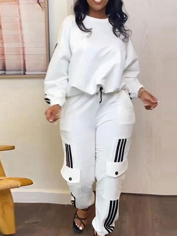 Side-Stripe Sweatshirt & Cargo Pants Set