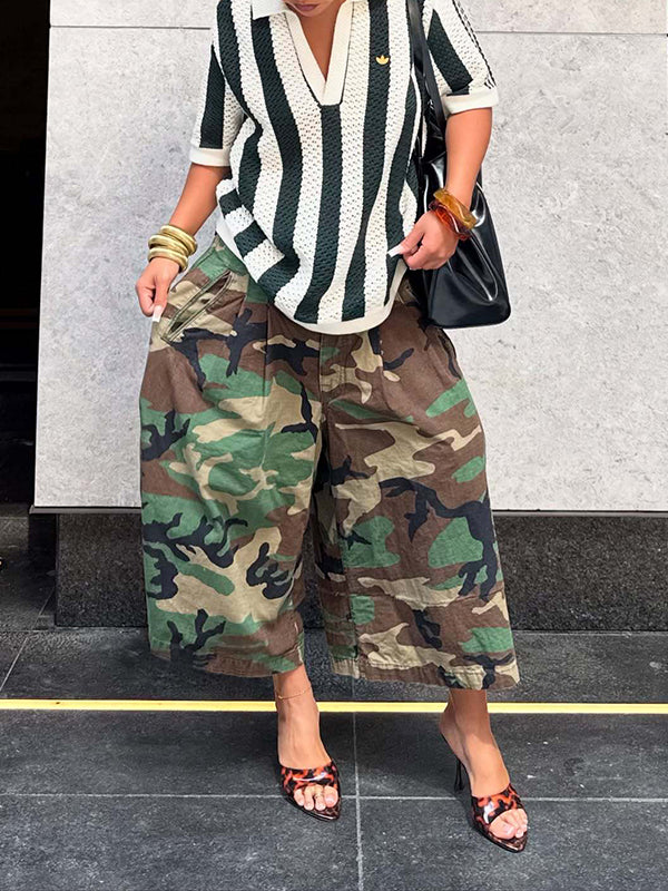 Camo Wide-Leg Capris