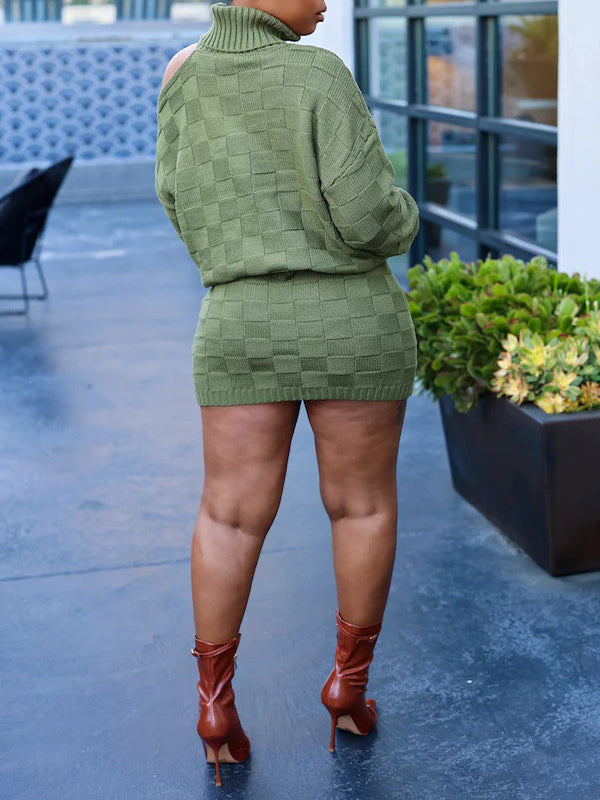 Turtleneck Cutout Sweater & Skirt Set--Clearance