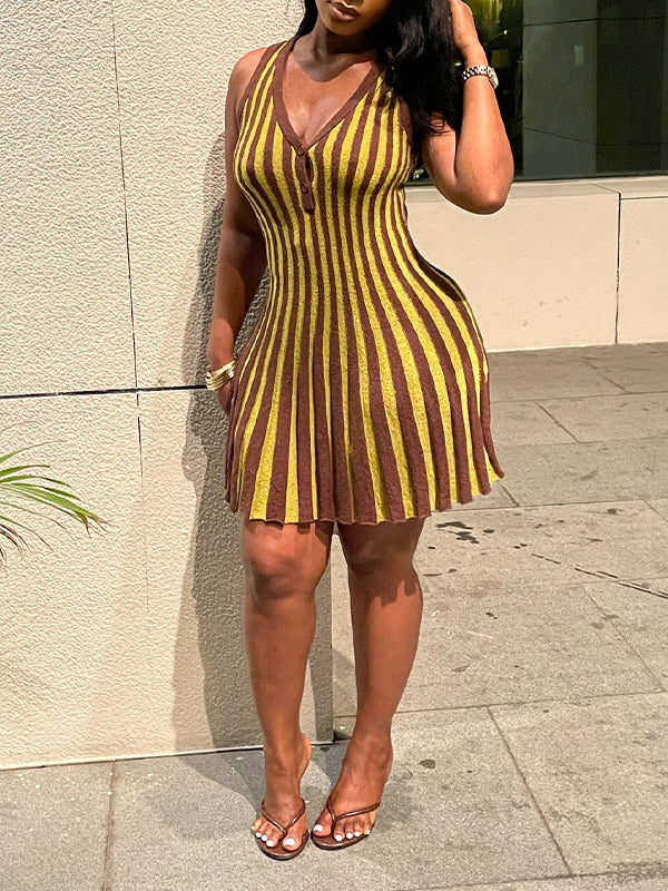 Stripe Sleeveless Knit Dress--Clearance