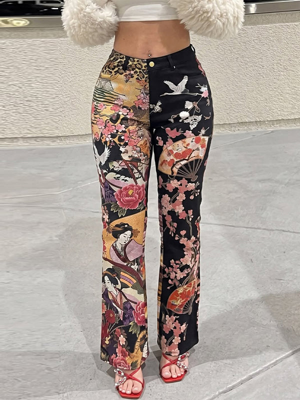 Oriental Blossom Print Pants