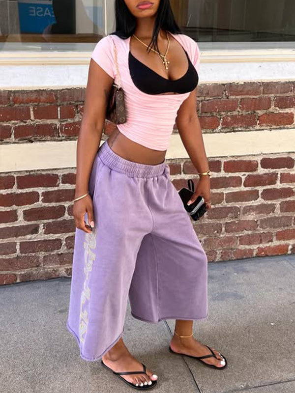 Lavender Wide-Leg Sweatpants
