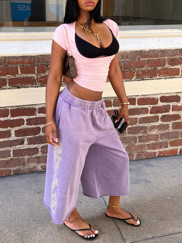 Lavender Wide-Leg Sweatpants