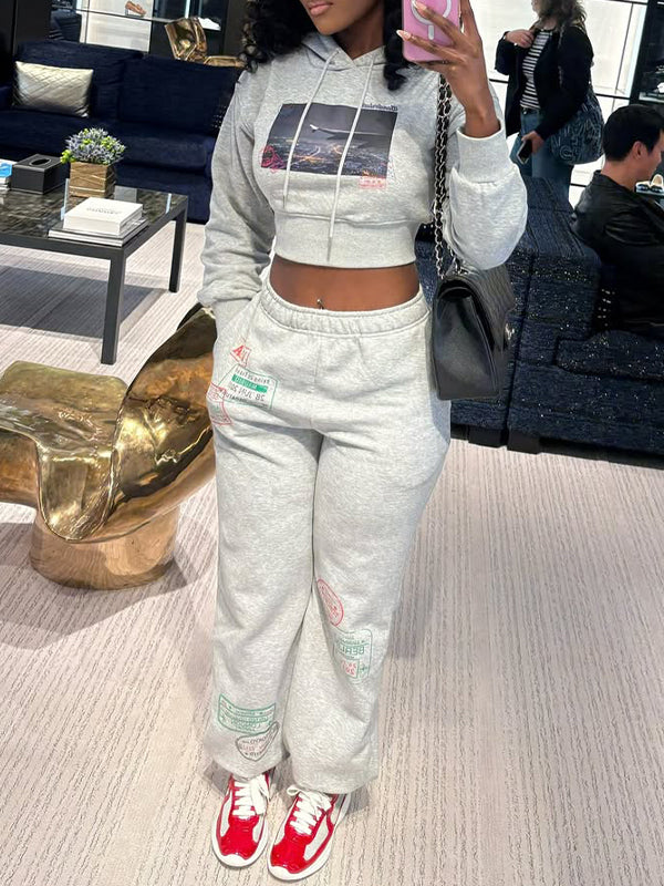 Printed Hoodie & Pants Set