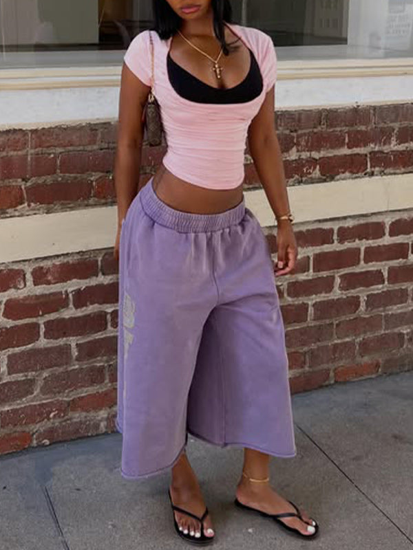 Lavender Wide-Leg Sweatpants