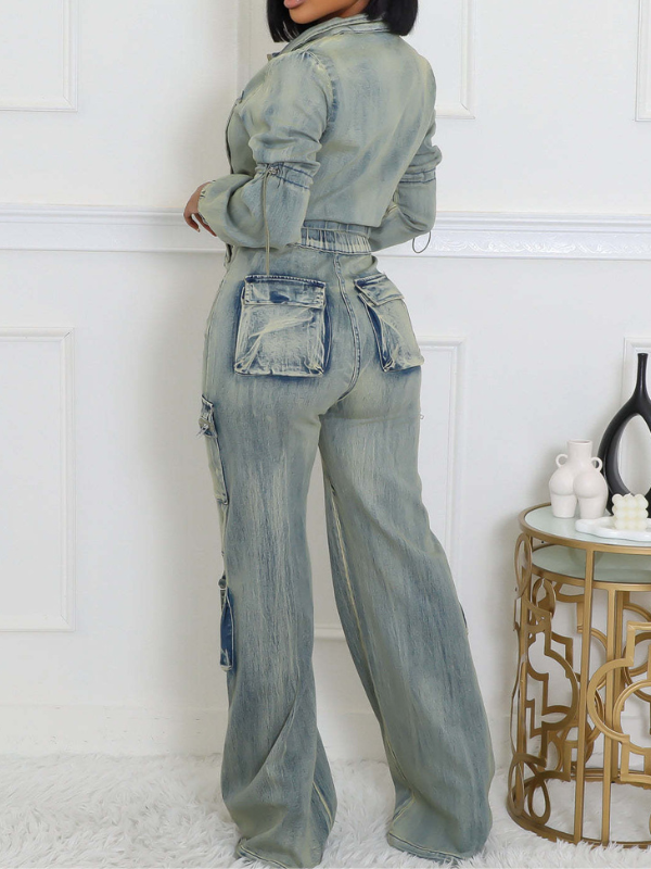 Denim Jacket & Cargo Jeans Set