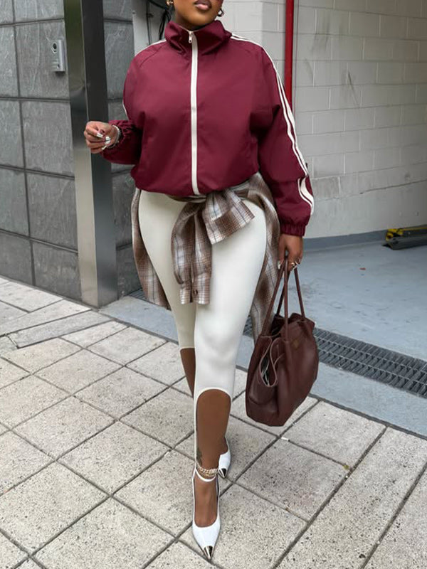 Side-Stripe Zip-Front Jacket