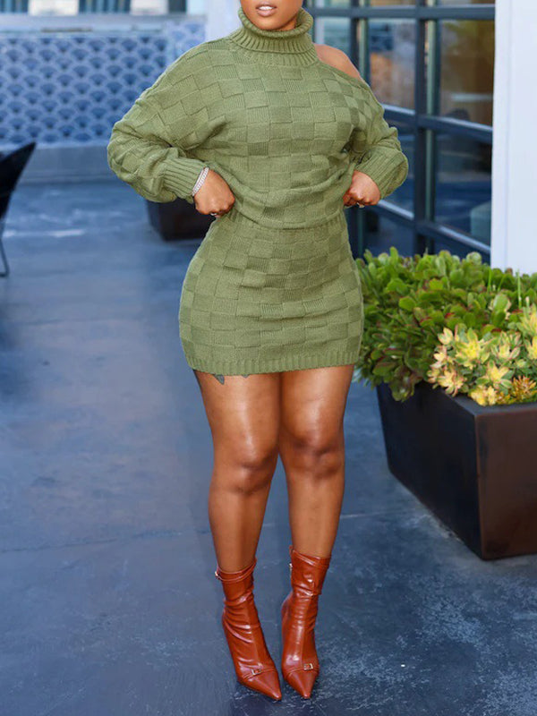 Turtleneck Cutout Sweater & Skirt Set--Clearance