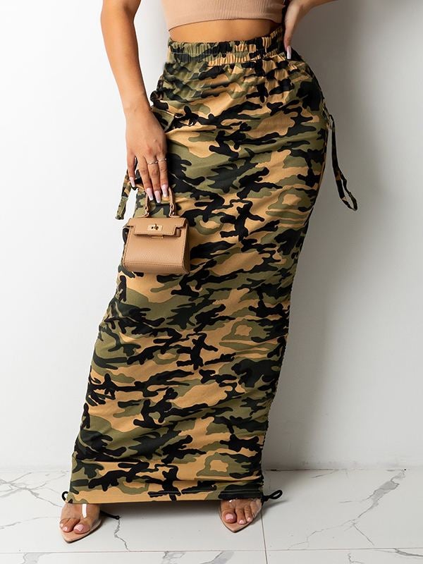 Camo Drawstring Skirt--Clearance