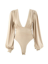 Load image into Gallery viewer, Puff-Sleeve Plunge Bodysuit--Clearance