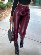 Load image into Gallery viewer, Black Faux-Leather Skinny Pants