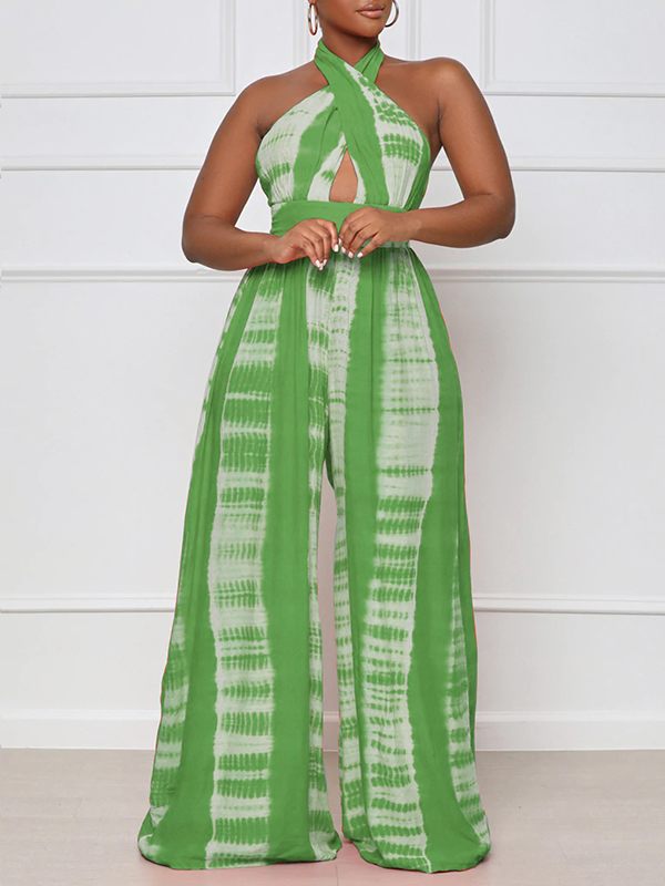 Motionkiller Printed Halter Wide-Leg Jumpsuit