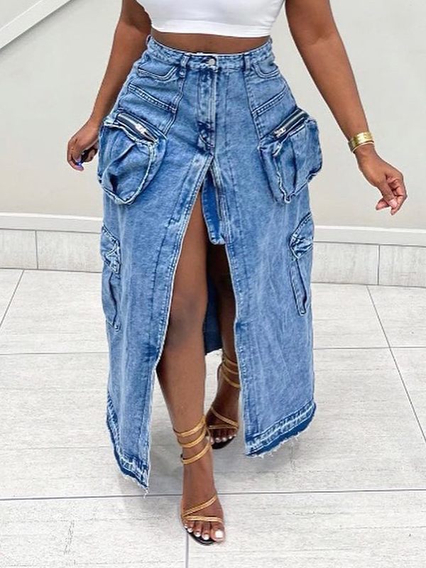 Motionkiller Slit-Front Denim Skirt