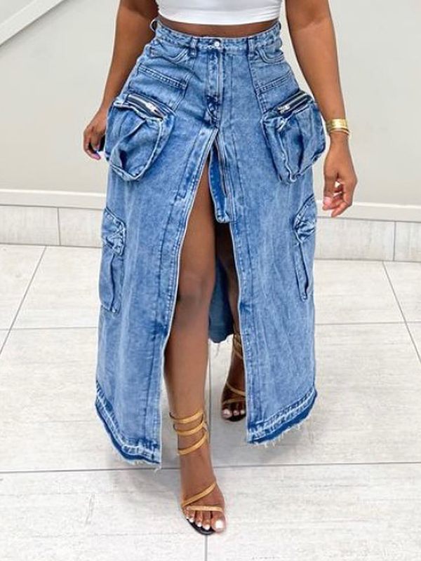 Motionkiller Slit-Front Denim Skirt