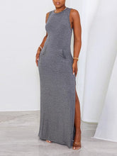 Load image into Gallery viewer, Solid Sleeveless Slit Dress