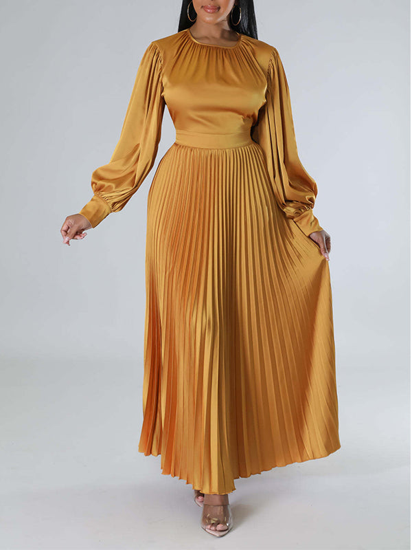 Solid Pleated Dress--Clearance