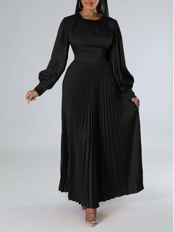 Solid Pleated Dress--Clearance
