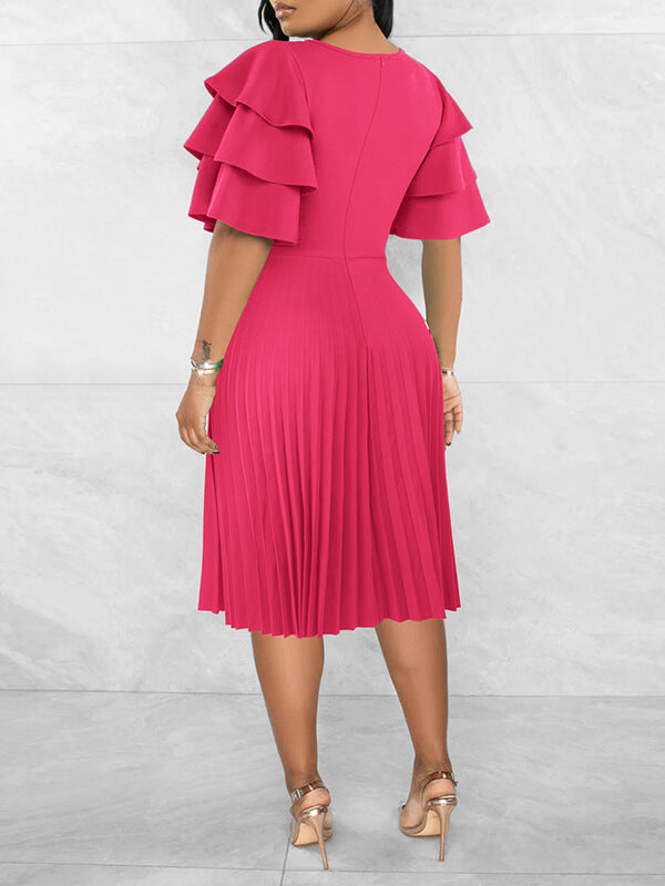 Ruffle-Sleeve Pleated Dress--Clearance