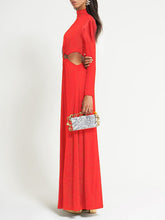 Load image into Gallery viewer, Lace-up Mock Neck Maxi Dress