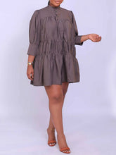 Load image into Gallery viewer, Solid Ruffle Shirt Dress--Clearance