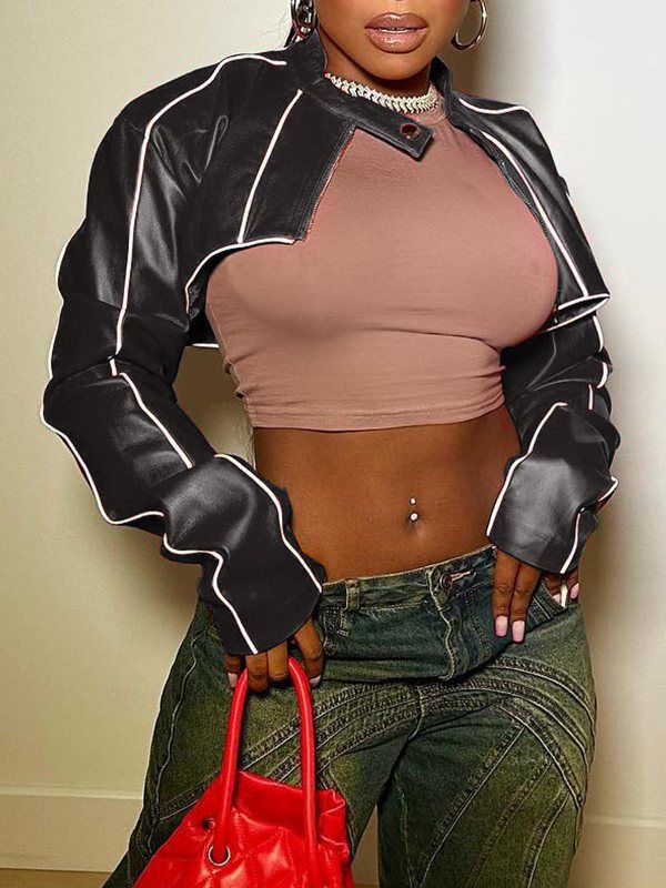 Cropped Faux-Leather Jacket