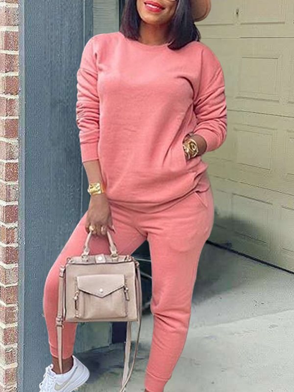 Solid Sweatshirt & Jogger Pants Set