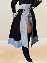 Load image into Gallery viewer, Motionkiller Plaid Combo Button Skirt