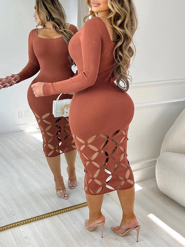 Motionkiller Solid Cutout Bodycon Dress