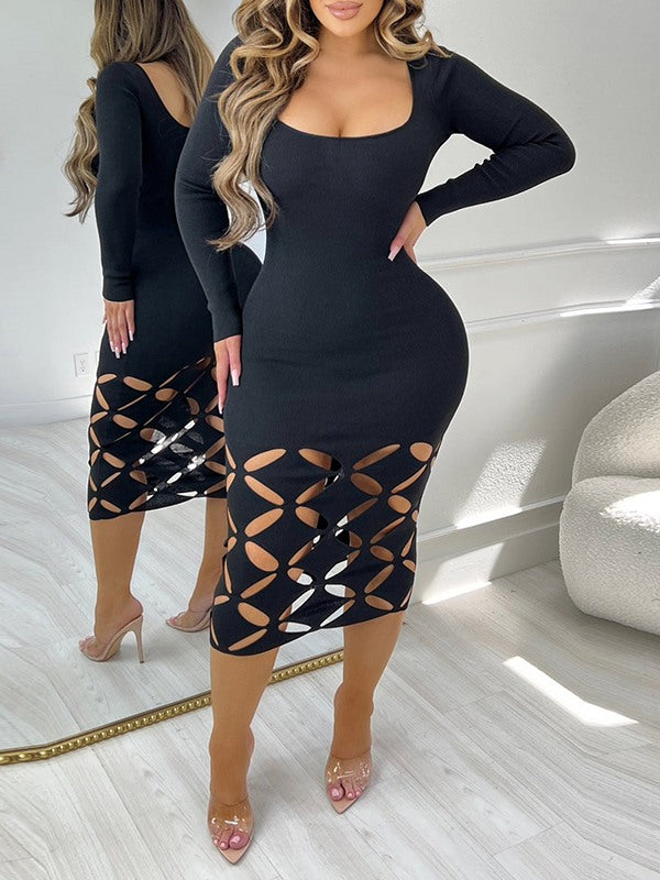 Motionkiller Solid Cutout Bodycon Dress