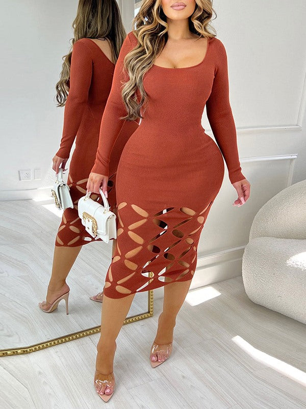 Motionkiller Solid Cutout Bodycon Dress