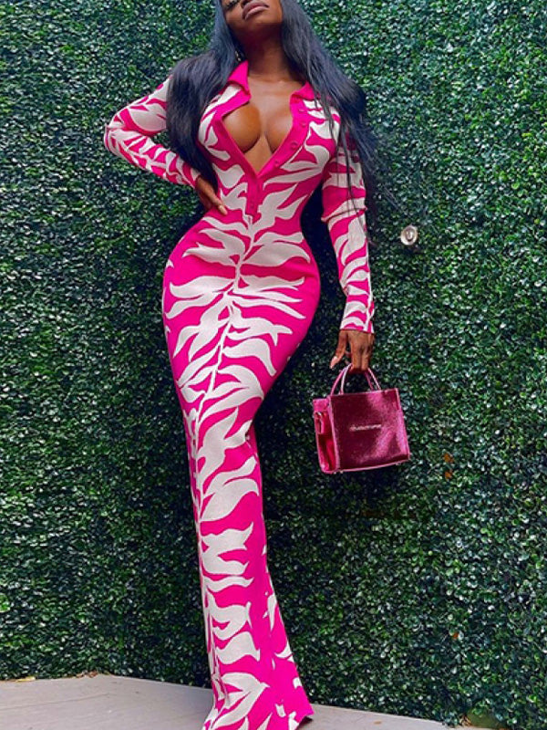 Printed Button-Front Dress--Clearance