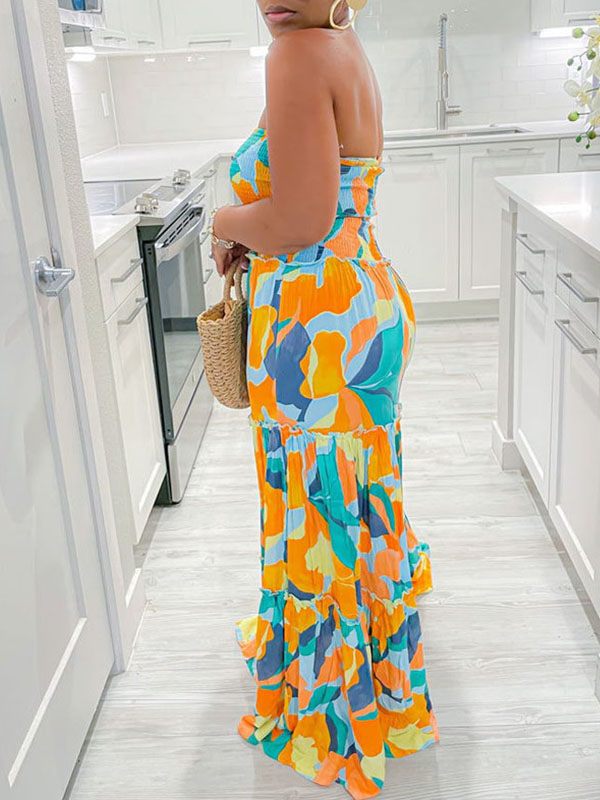 Motionkiller Printed Strapless Maxi Dress