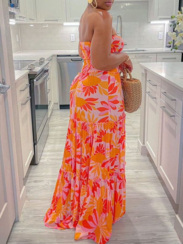 Motionkiller Printed Strapless Maxi Dress