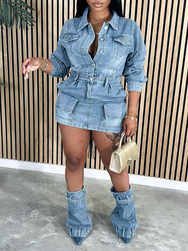 Motionkiller Button-Front Denim Dress