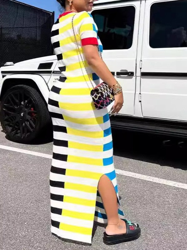 Stripe Side-Slit Dress--Clearance