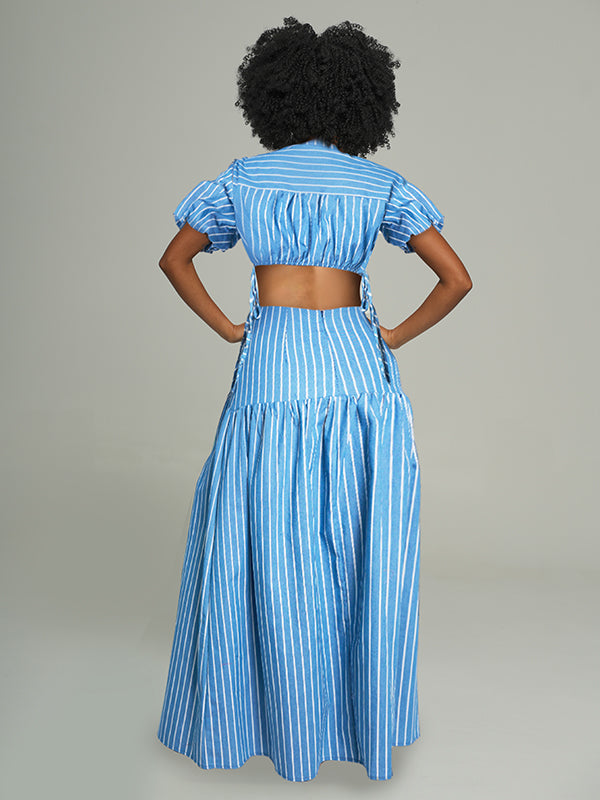 Stripe Crop Top & Skirt Set--Clearance