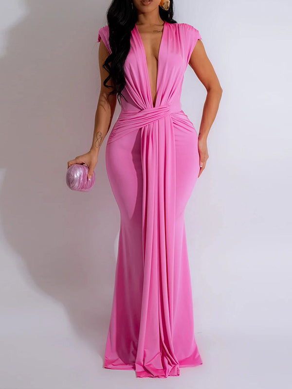 Motionkiller Plunge Sleeveless Maxi Dress