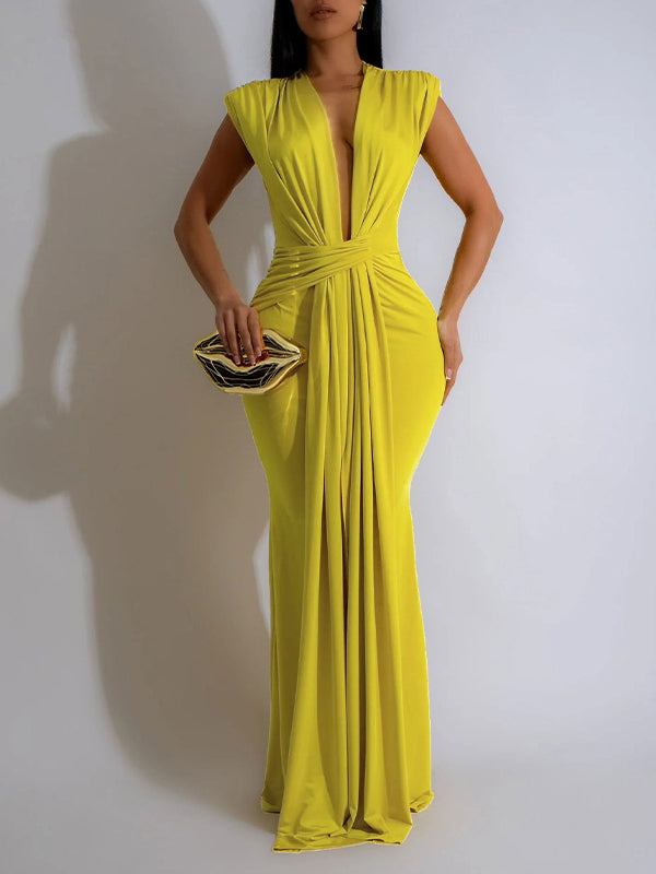 Motionkiller Plunge Sleeveless Maxi Dress