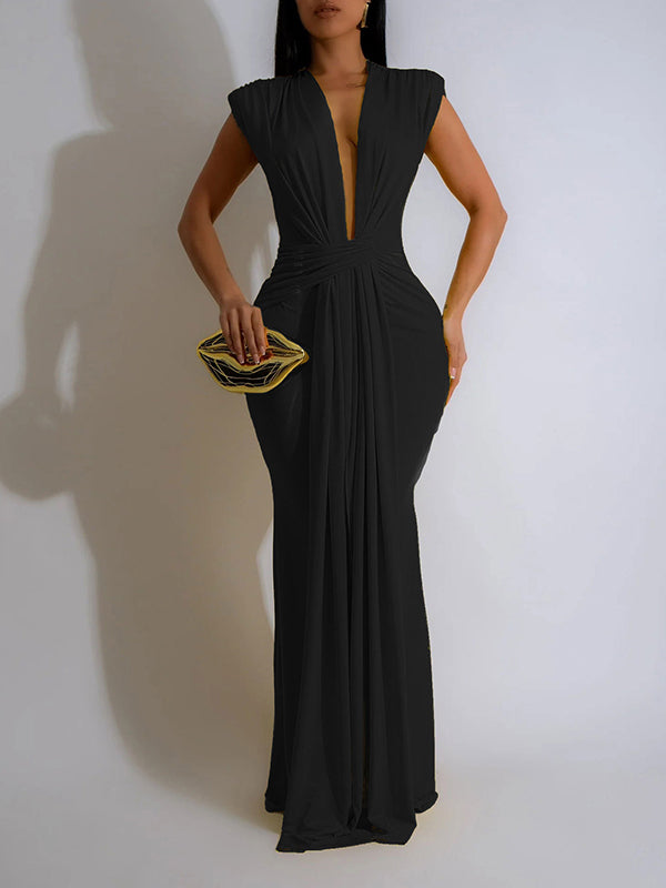 Motionkiller Plunge Sleeveless Maxi Dress