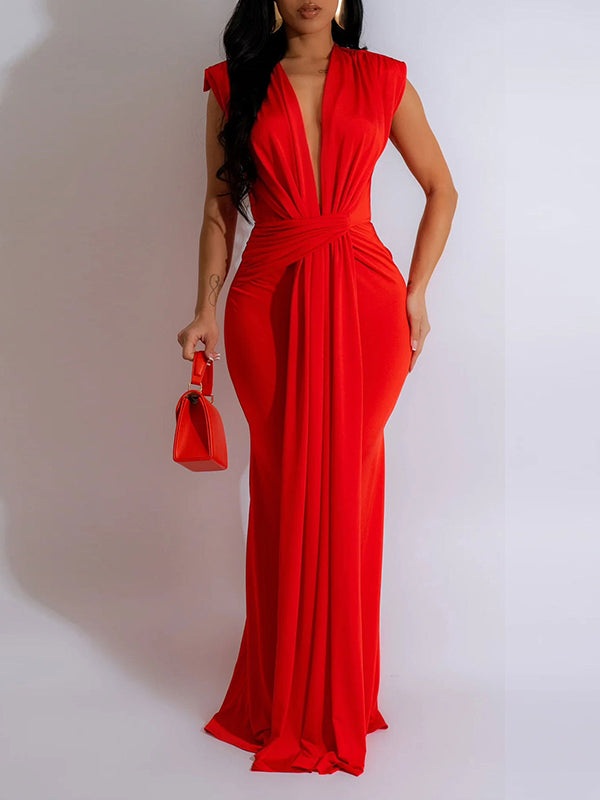 Motionkiller Plunge Sleeveless Maxi Dress