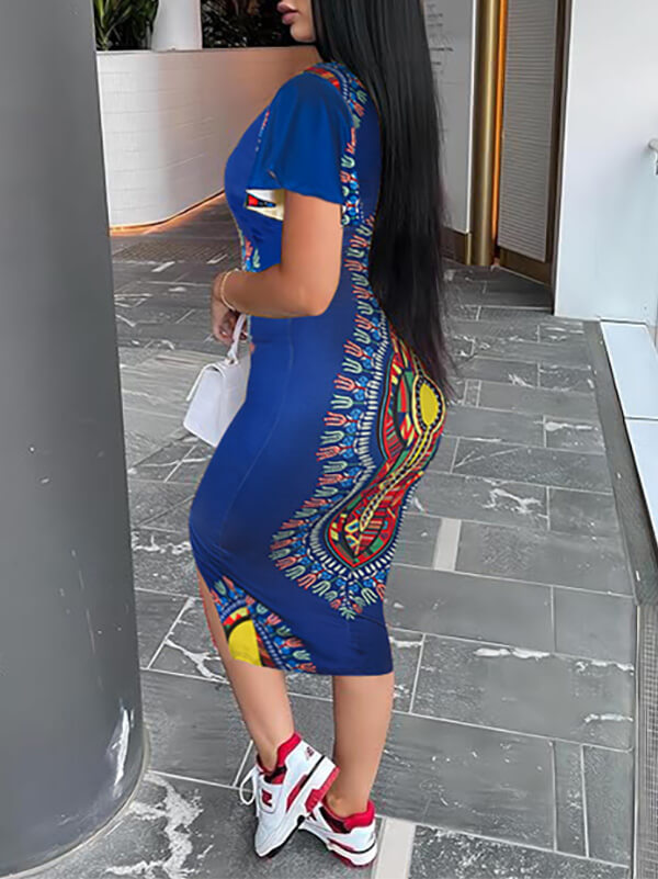 Printed Slit Dress--Clearance