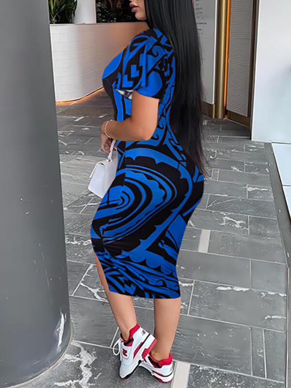 Printed Slit Dress--Clearance