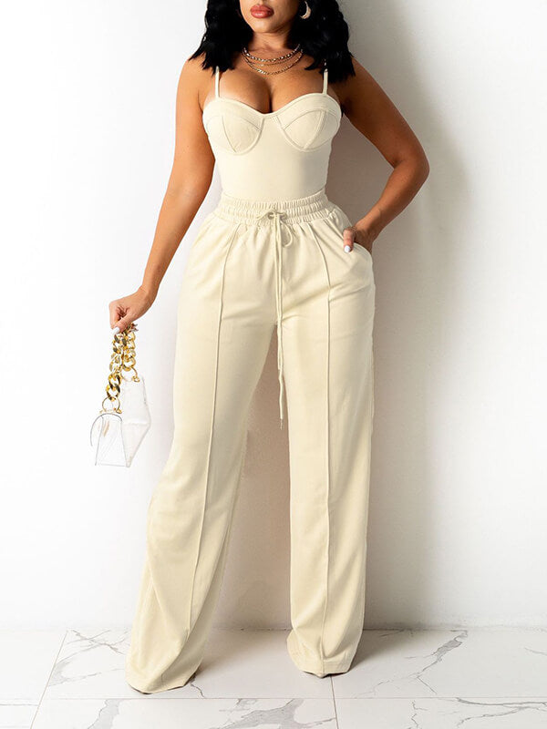 Motionkiller Solid Cami Top & Wide-Leg Pants Set