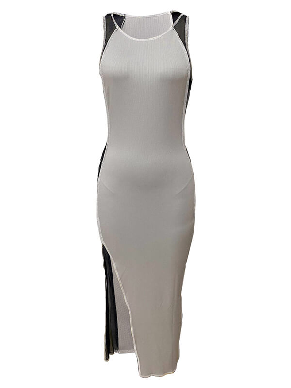 Motionkiller Ribbed Sleeveless Slit Dress