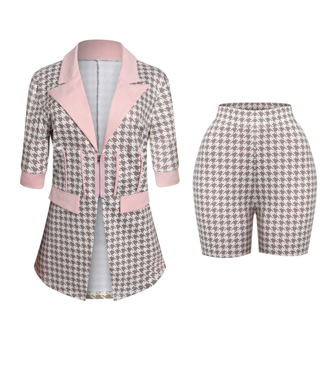 Motionkiller Houndstooth Blazer & Shorts Set