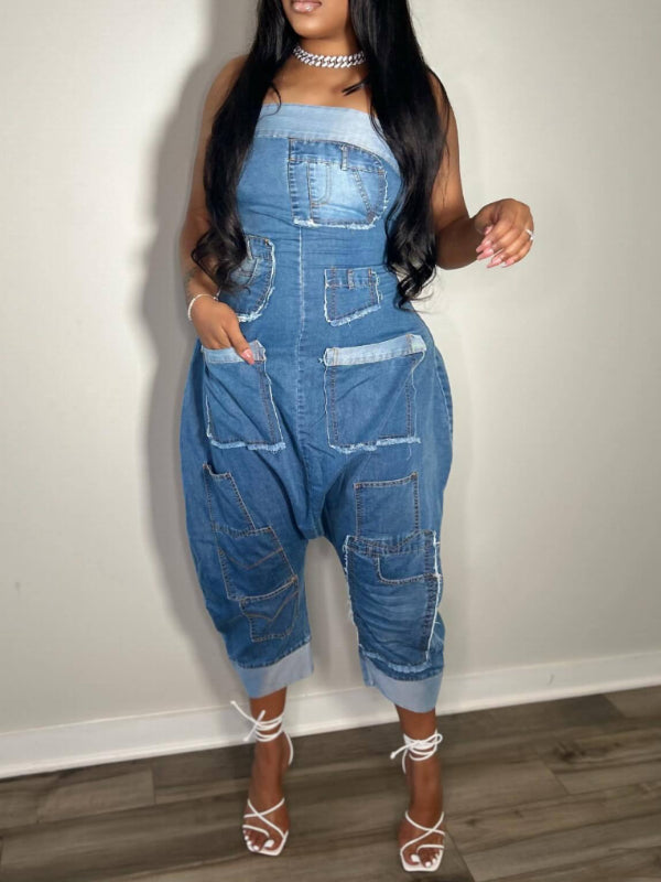 Strapless Denim Jumpsuit--Clearance